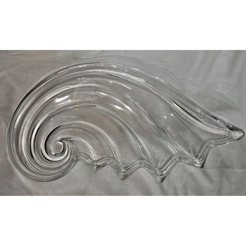 Mikasa Clearwater Crystal Wave Shell Nautilus Germany Serving Tray Bowl